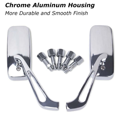 Rectangle Motorcycle Mirrors For Harley Softail Sportster Cruiser Bobber Chopper