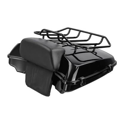Black Razor Trunk Backrest Luggage Rack Mount Fit For Harley Electra Glide 09-13