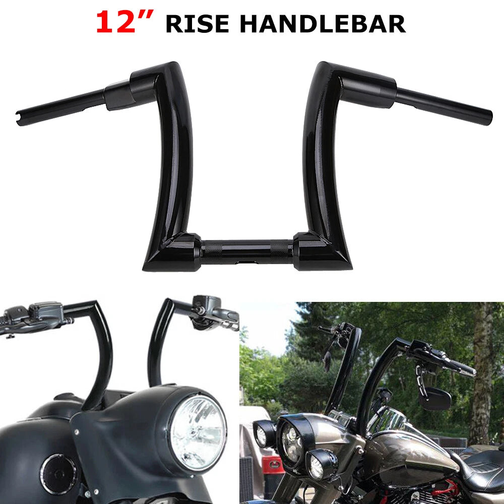 12" Rise 2" Ape Hanger Handlebars For Harley Sportster Fatboy Dyna Softail FLST