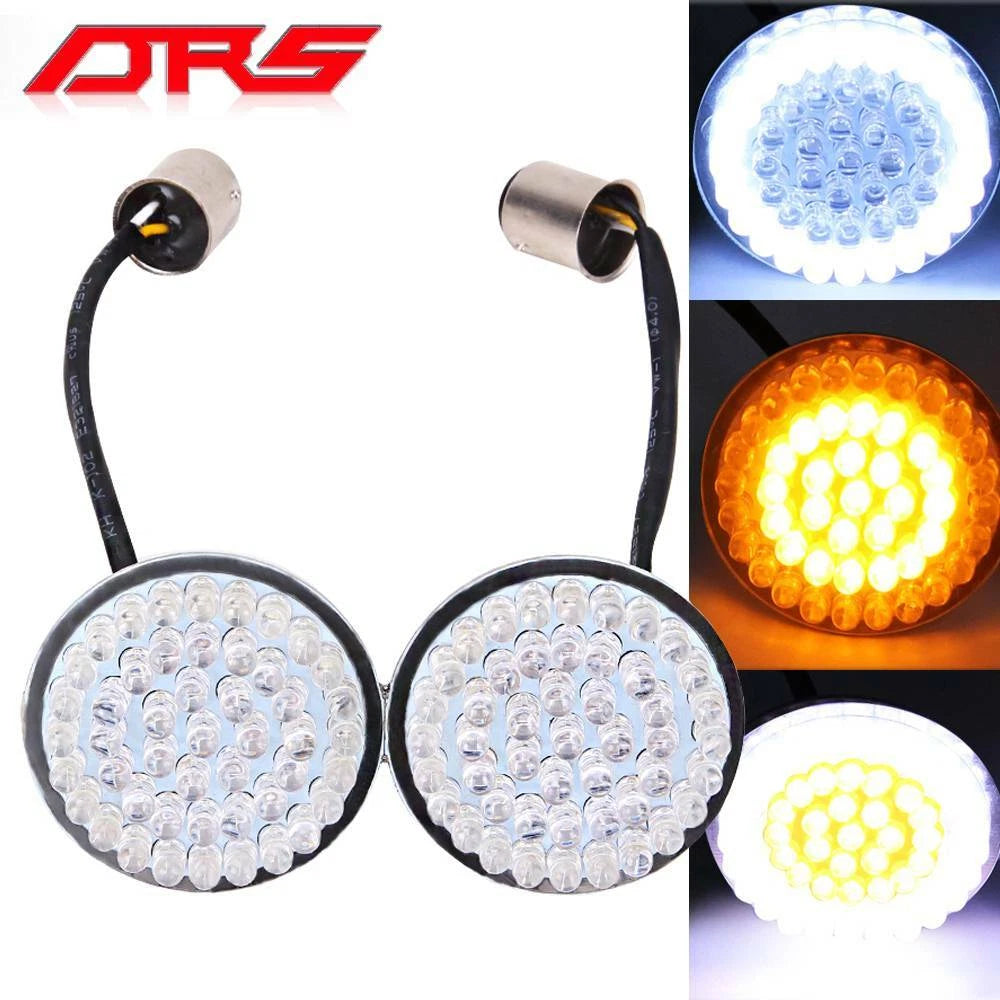 2" Bullet LED Turn Signal Lights 1157 For Harley Touring Amber/White Motorcycle