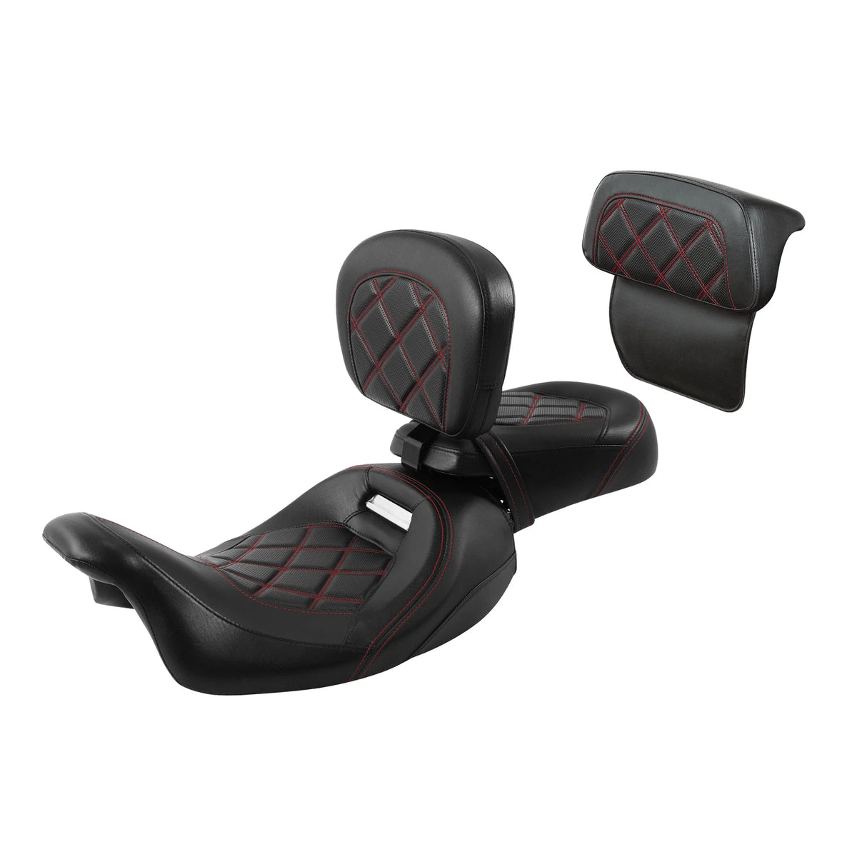 Black Red Driver &Passenger Seats Backrest Pad Fit For Harley Touring 2014-23 22