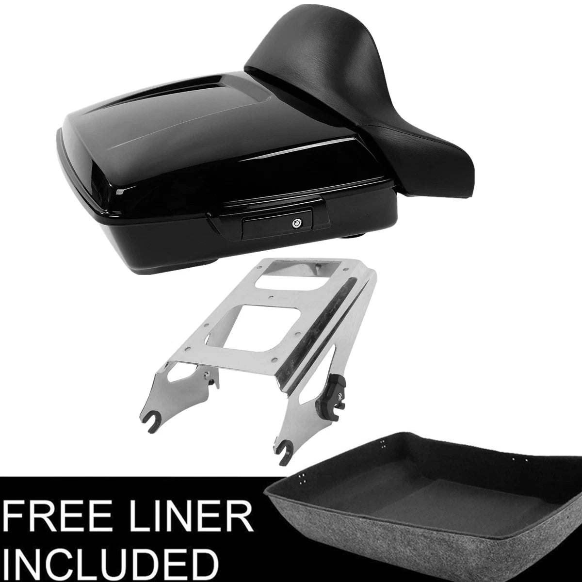 Chopped Trunk Backrest Pad Mount Rack Fit For Harley Touring Road Glide 09-13 10
