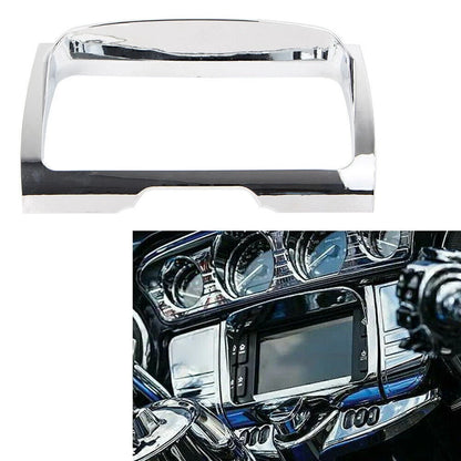 1x ABS Chrome Radio Trim Bezel Center Stereo Accent Decorative Frame For Harley