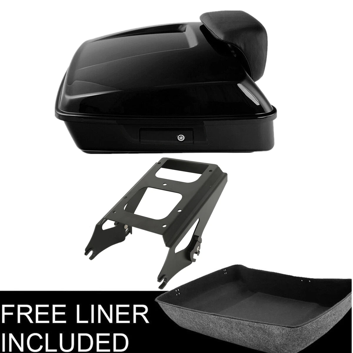 Black Chopped Trunk Backrest Pad Mount Rack For Harley Electra Road Glide 09-13