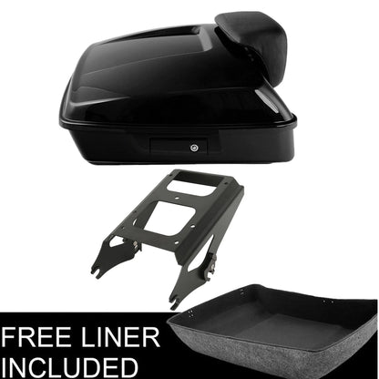 Black Chopped Trunk Backrest Pad Mount Rack For Harley Electra Road Glide 09-13