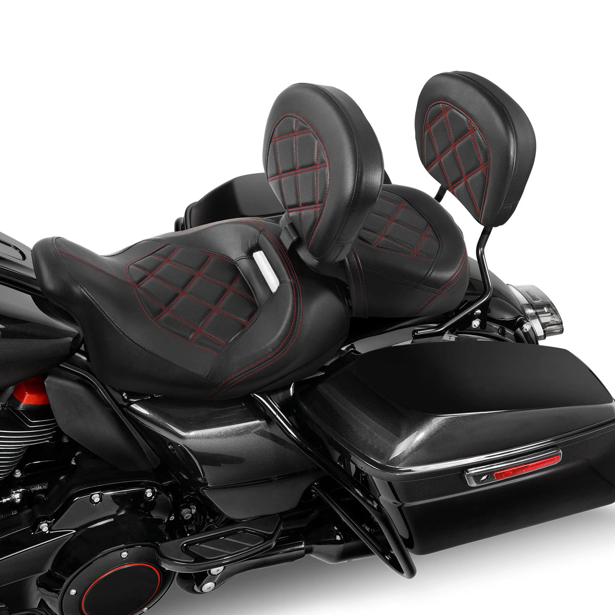 Driver & Passenger Seats Backrest Fit For Harley Electra Glide 2009-23 Black Red