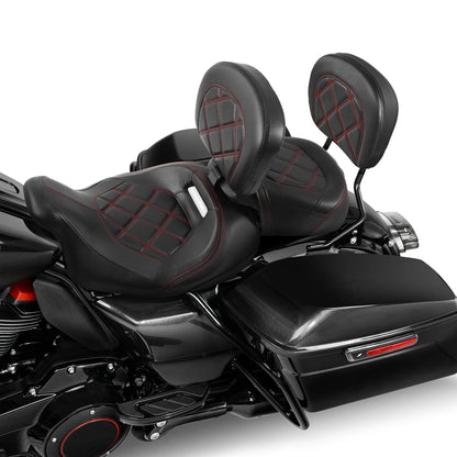 Driver & Passenger Seats Backrest Fit For Harley Electra Glide 2009-23 Black Red