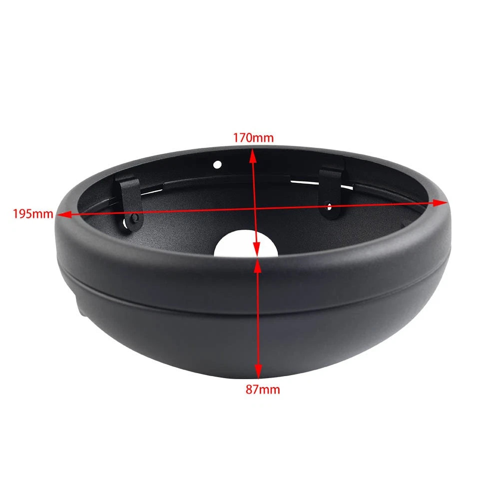 7" Motorcycle Round Headlight Headlamp Light Housing Cover Bucket Matte Black