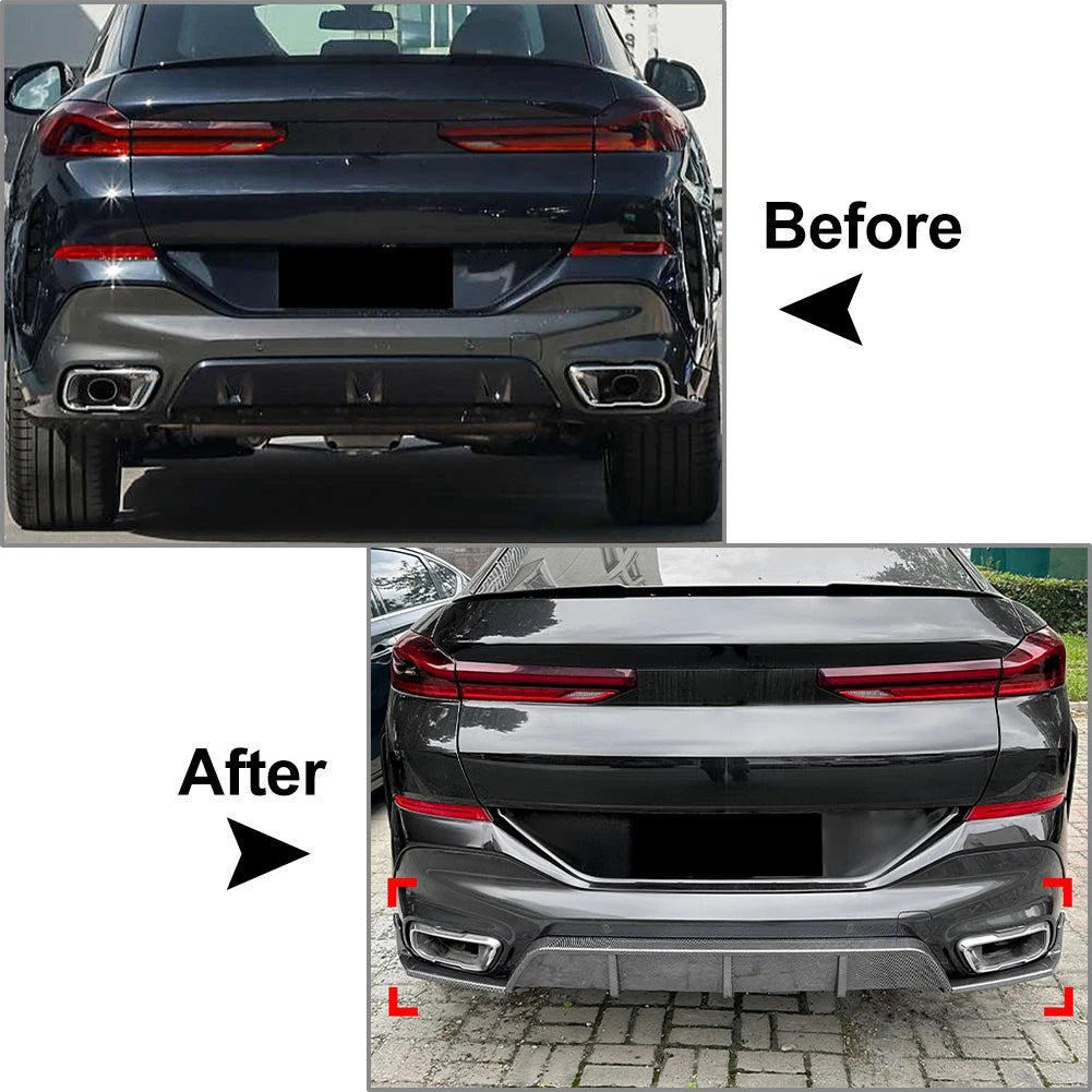 Glossy Black Rear Bumper Splitter Spoiler Lip For BMW X6 G06 M Sport 2019-2024
