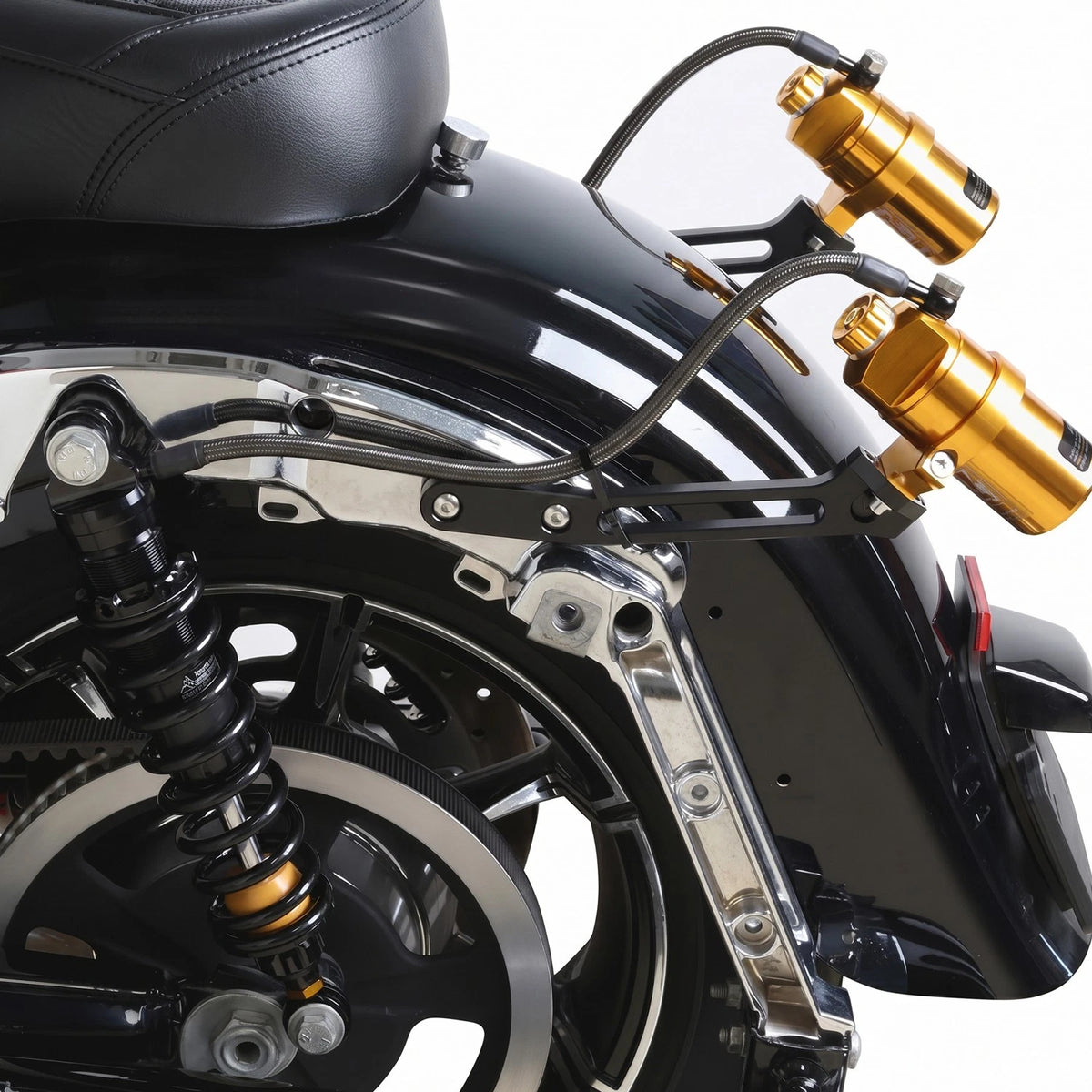 13" Remote Reservoir Rear Suspensions Shocks For Harley Road King Glide 2014-25