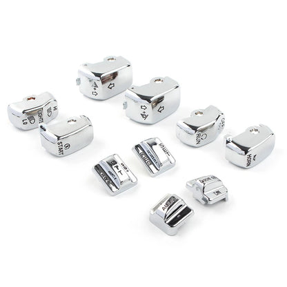 10pcs Hand Control Switch Cover Button Cap Set For Harley Touring 1996-13 Chrome