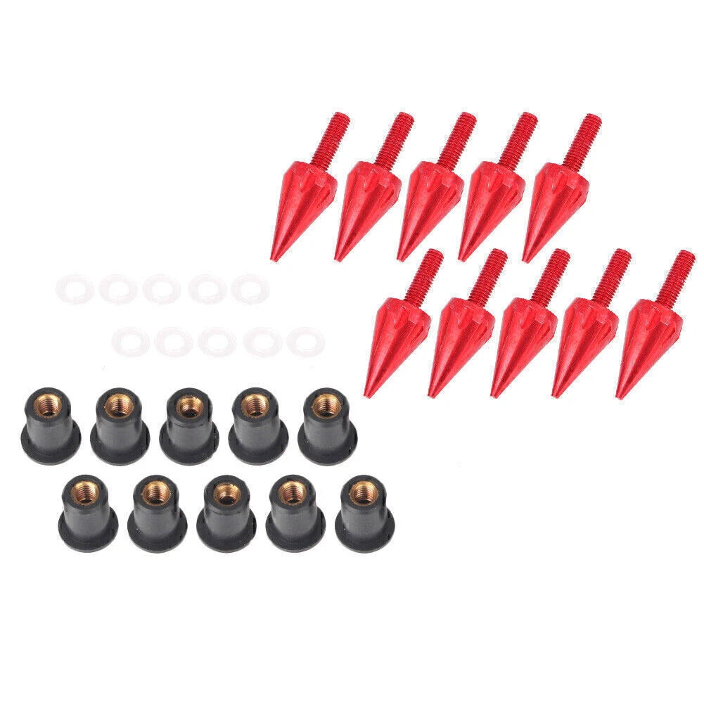 10xWindscreen Windshield Spike Bolts fit Yamaha fit Suzuki fit Honda fit BMW Red