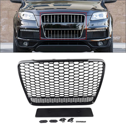 Front Bumper Radiator Mesh Grille Glossy Black For Audi Q7 2005-2015