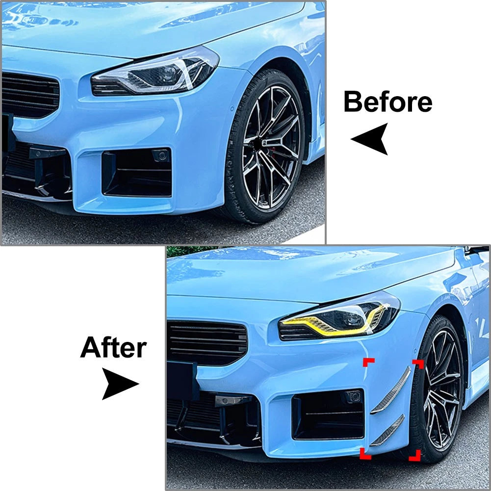 Carbon Fiber Look Front Bumper Splitter Side Skirt Fit For BMW M2 G87 2023-2024