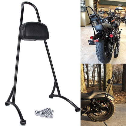 Detachable Sissy Bar Backrest Cushion Pad Black For Harley Sportster XL 883 1200