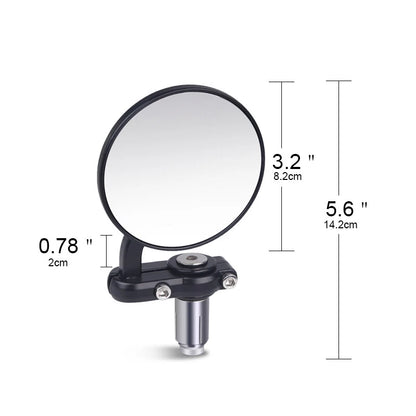 Folding Bar End Motorcycle Mirrors - Aluminum Black - Right and Left Cafe Racer