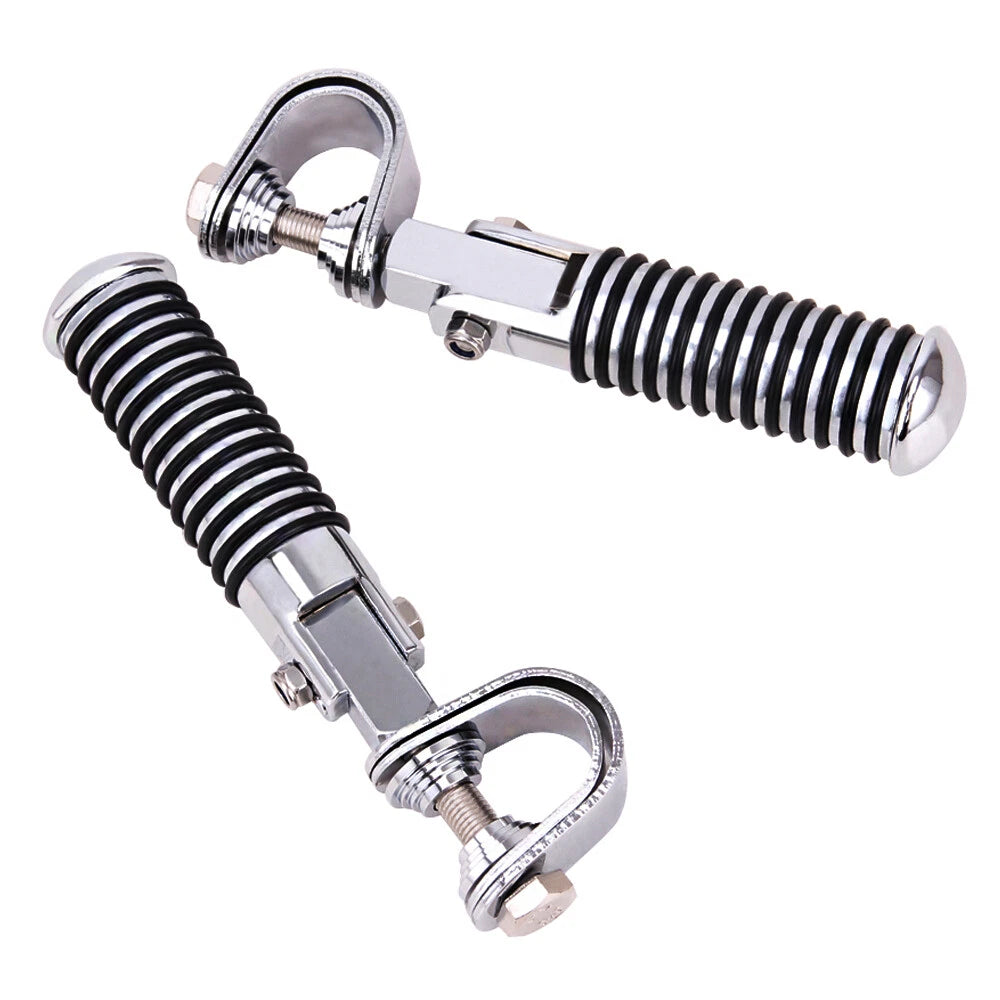 Motorcycle U-clamp Foot Pegs Pedals & 1"~1-1/4" Highway Engine Crash Bar Chrome