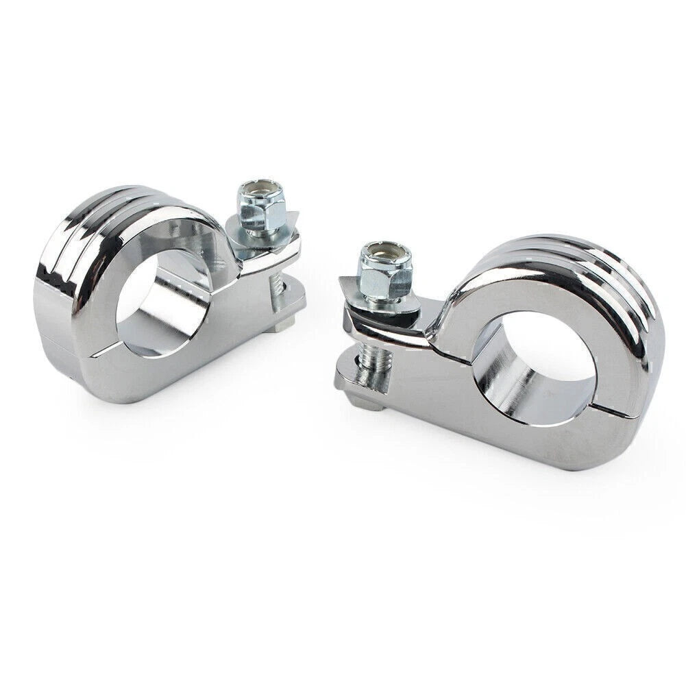 US 1.25" Highway Foot Peg Mounting P Clamps for Harley Dyna Engine Bars Chrome
