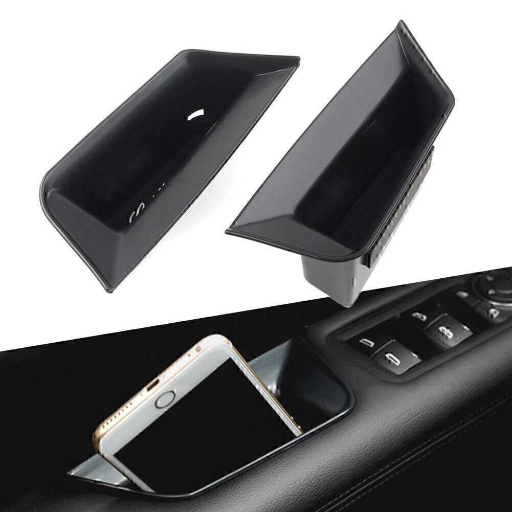 2 Pcs Front Door Armrest Storage Box Tray Bin Kit Black For Cadillac XT5 2017-19