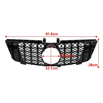 GTR Style Front Bumper Radiator Hood Grille Black For Benz ML Class W164 2005-08