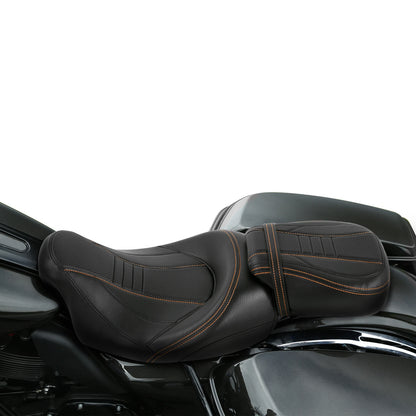 Black Driver Rider Passenger Gel Seat Fit For Harley Touring Street Glide 09-23