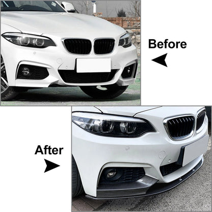 Front Bumper Spoiler Lip+Side Cover Trim Carbon For BMW 2 Series F22 F23 M Sport