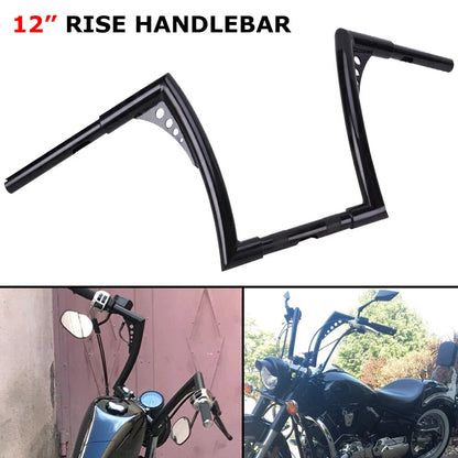 12" Inch Handlebar Rise Ape Hangers For Harley Sportster 883 1200 FLST FXST Dyna