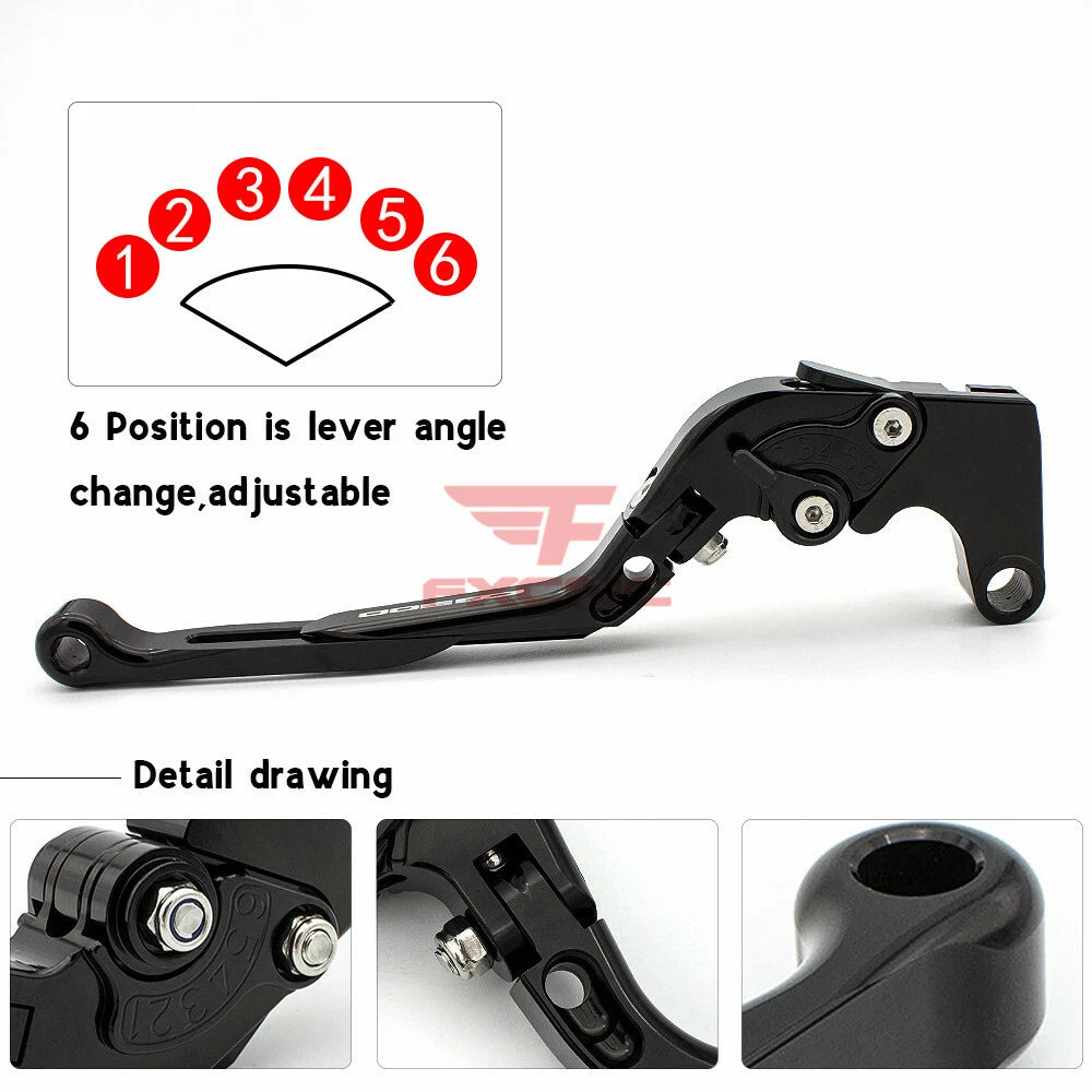 For Honda MONKEY Z125 2018-2024 Fold Extend Brake Clutch Levers Grips Black Set