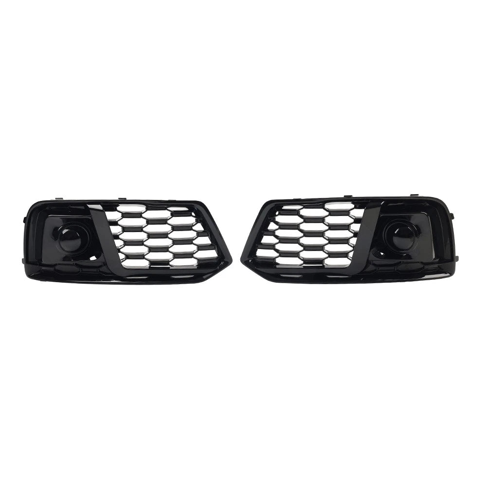 1 Pair Front Bumper Fog Light Grille Cover For Audi Q5 2018-2020 Glossy Black