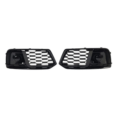 1 Pair Front Bumper Fog Light Grille Cover For Audi Q5 2018-2020 Glossy Black