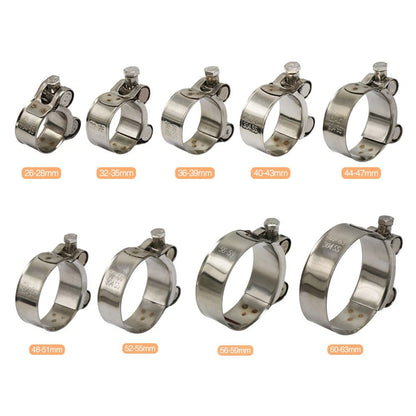 US 1x Motor Exhaust Pipe Clamp 26-63mm Stainless Steel Muffler Fixed Caliper
