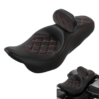 Black Driver Passenger Seat Rider Backrest Pad For Harley Electra Glide 2009-23