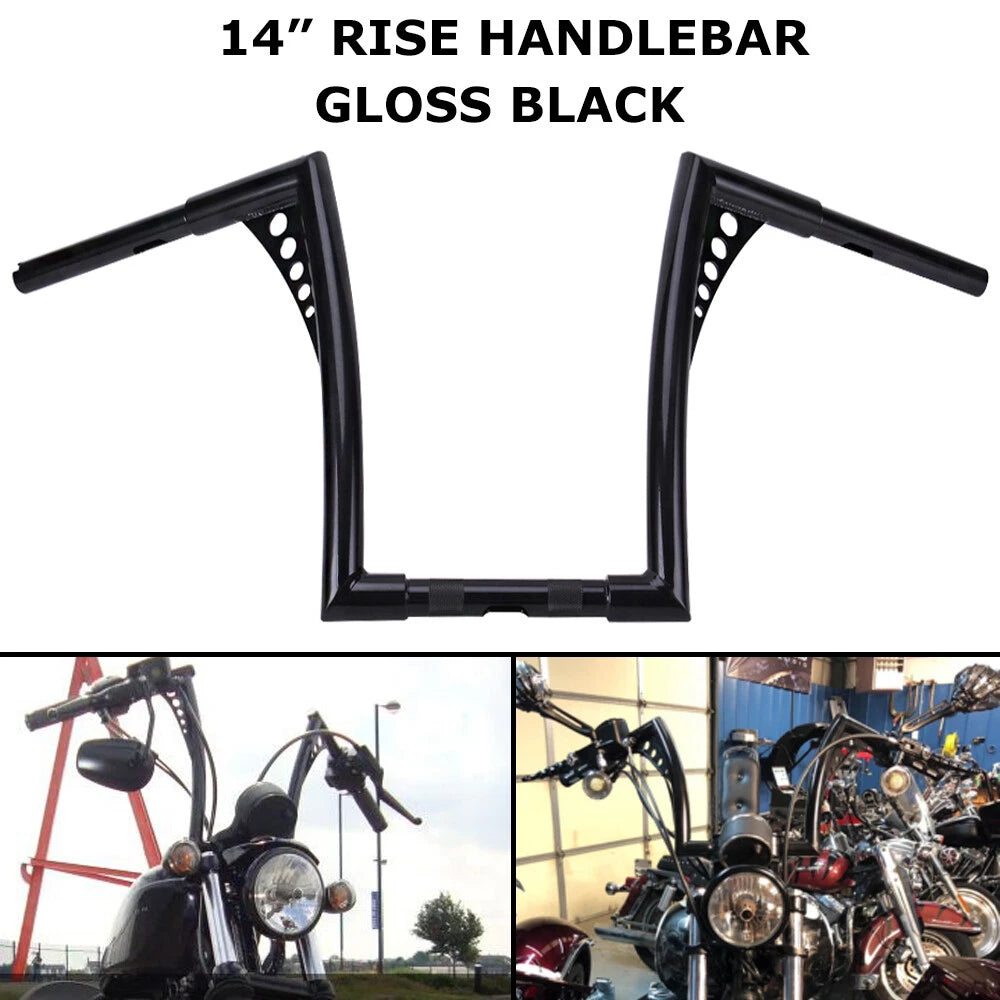 14" Rise Handlebars Ape Hanger Bars For Harley Touring Sportster XL Softail Dyna
