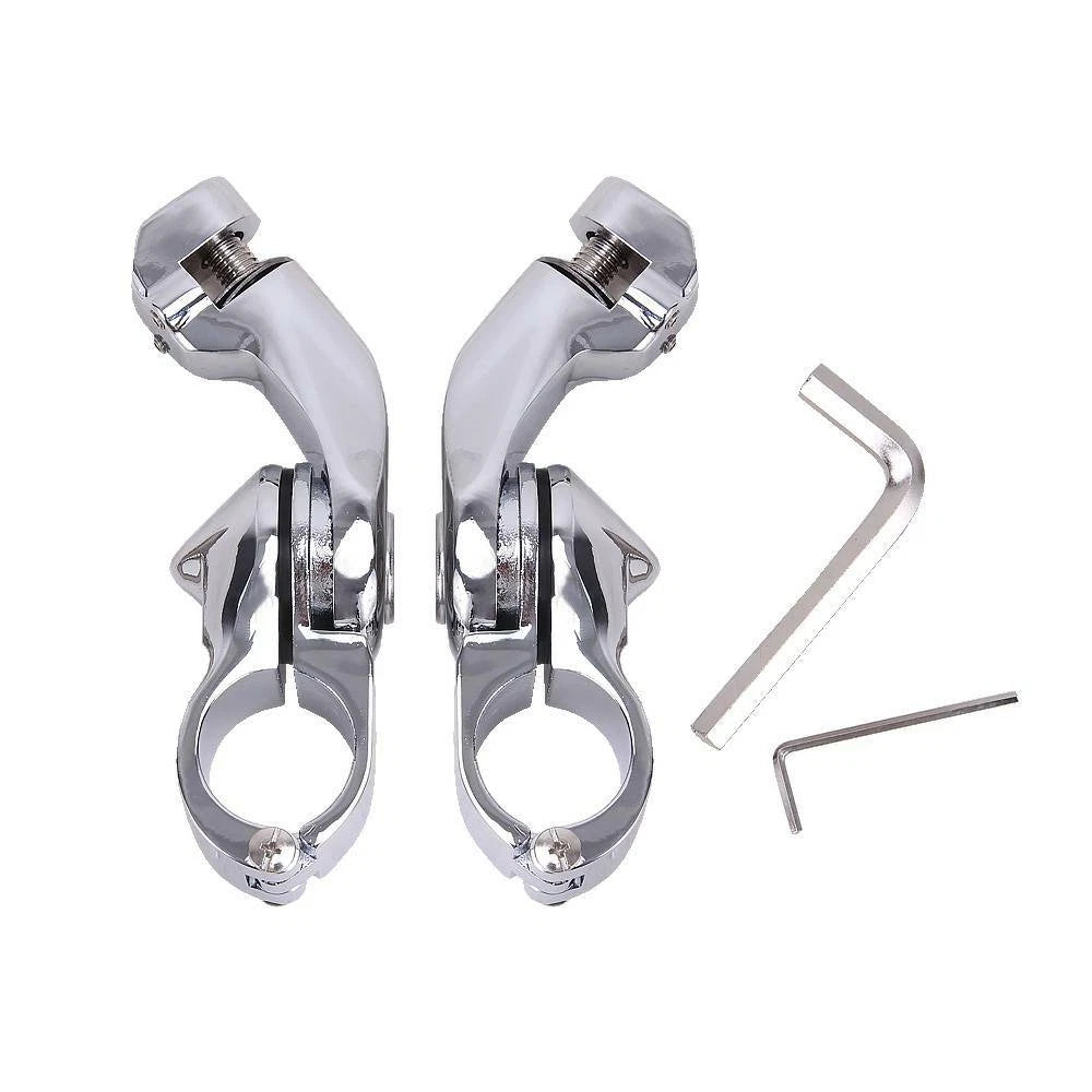 Chrome 1-1/4" Adjustable Highway Short Foot Pegs Mounting Fit For Harley Touring