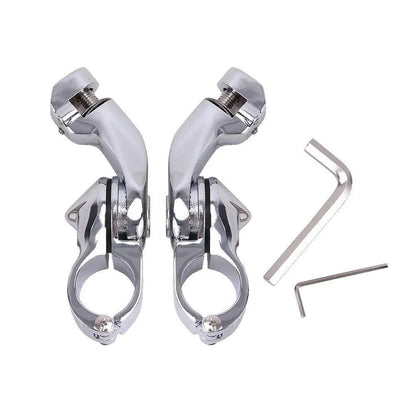 Chrome 1-1/4" Adjustable Highway Short Foot Pegs Mounting Fit For Harley Touring