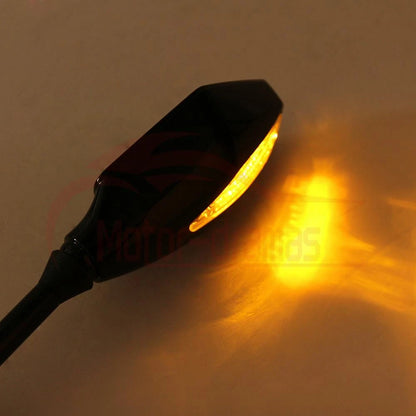 Motorcycle LED Turn Signal Integrated Indicator Light Rearview Side Mirrors 10mm