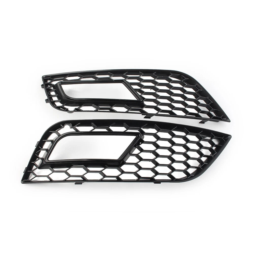 Front Fog Light Honeycomb Hex Mesh Grill Cover For Audi A4 B8.5 2013-2016 Black