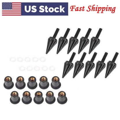 10x Windscreen Windshield Spike Bolts for Yamaha for Kawasaki for Suzuki Black