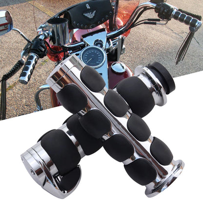 1" Motorcycle Chrome Handle Bar Hand Grips For Harley Touring Street Glide FLHX