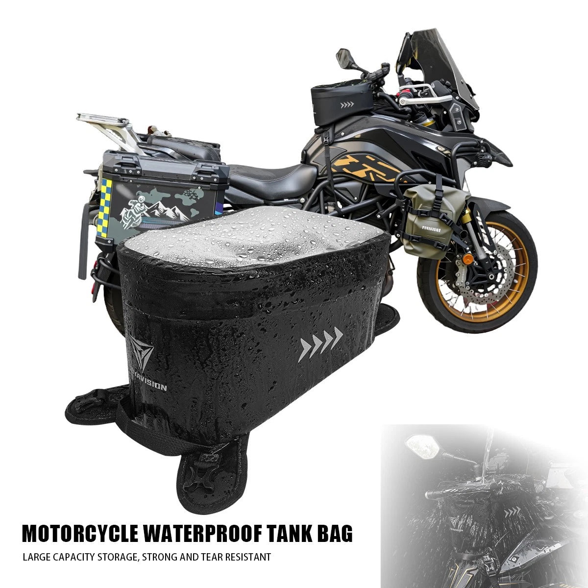 Waterproof Motorcycle Fuel Tank Bag Magnetic Motorbike Luggage Phone Storage Bag