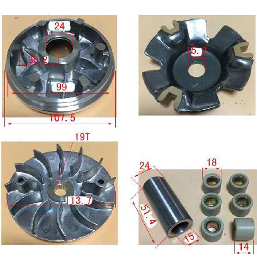 GY6 110 125cc 150cc Scooter Moped ATV GO KART Roller FAN Clutch Variator Engine