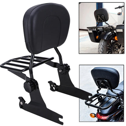 Quick Detachable Sissy Bar Passenger Backrest & Luggage Rack for Harley Softail