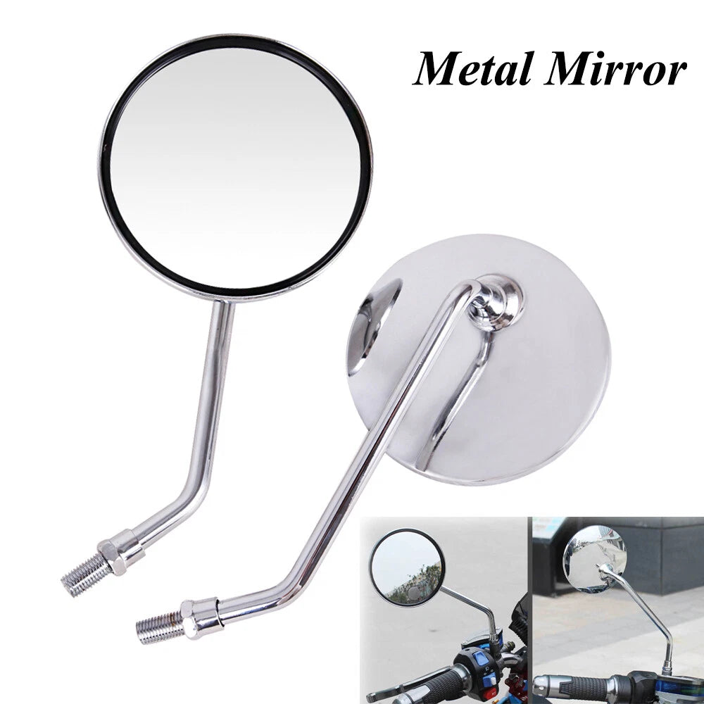 Pair Motorcycle Rear View Rearview Side Round Mirrors Universal 10mm For Yamaha