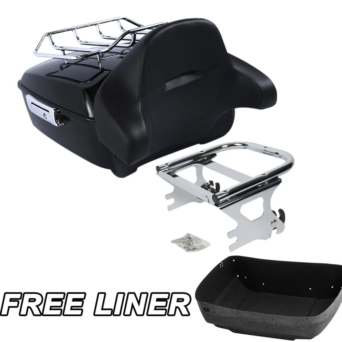 King Trunk Backrest Pad Mount Rack Fit For Harley Electra Road Glide King 97-08