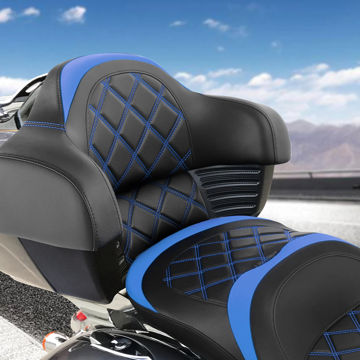 Black Blue Rear Trunk Passenger Backrest For Indian Chieftain Dark Horse 2016-26