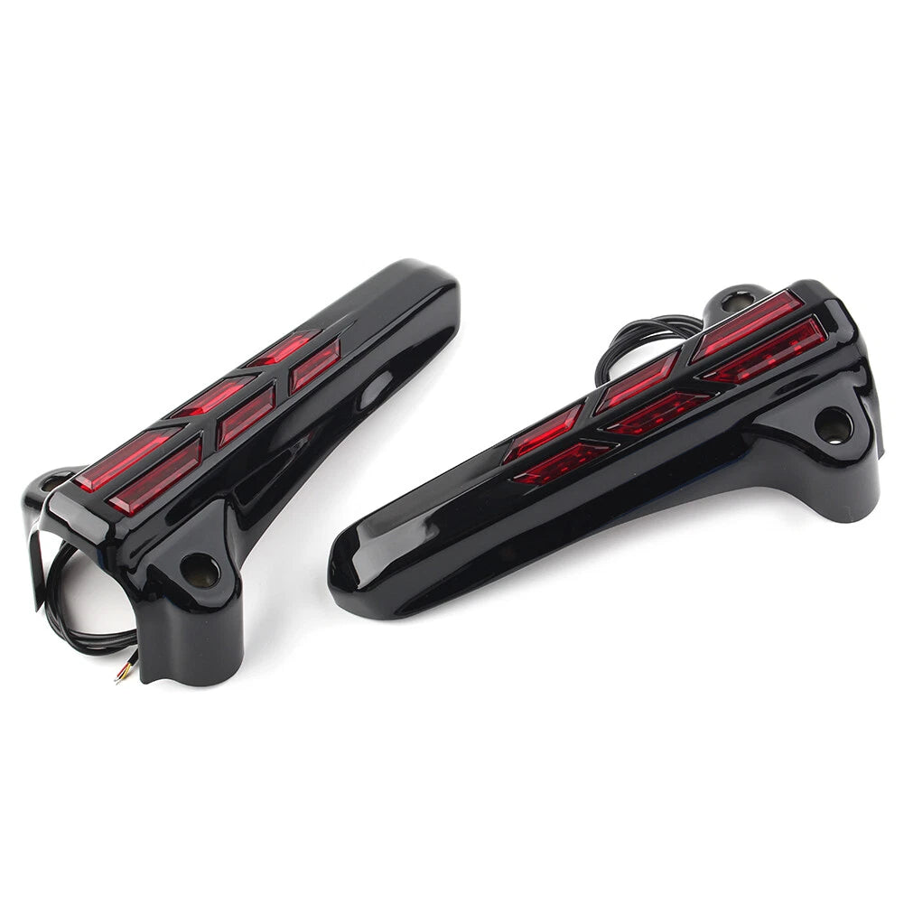 Front Lower Fork Leg Covers LED Light for Harley FLHR FLHTK FLHX 14-20 Black-Red