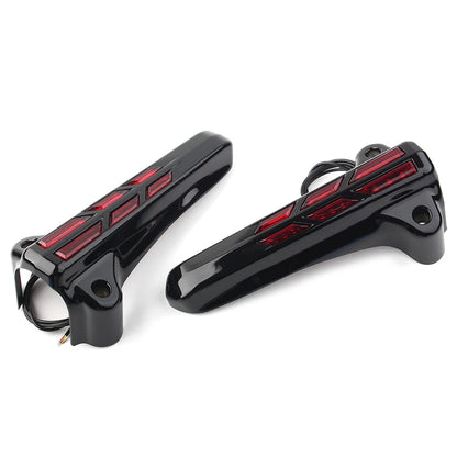 Front Lower Fork Leg Covers LED Light for Harley FLHR FLHTK FLHX 14-20 Black-Red