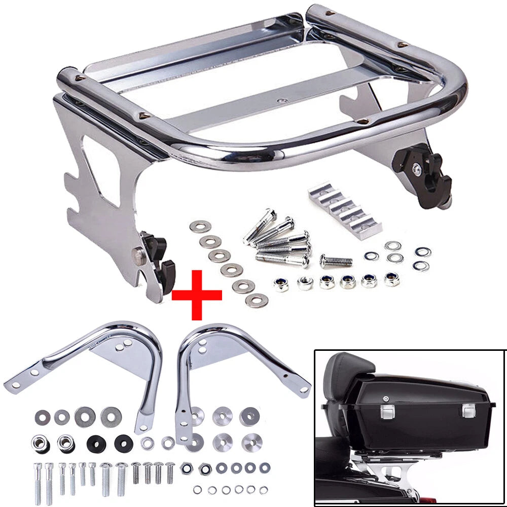 For 97-08 Harley Touring Two-Up Tour Pack Mount Luggage Rack + Docking Hardware