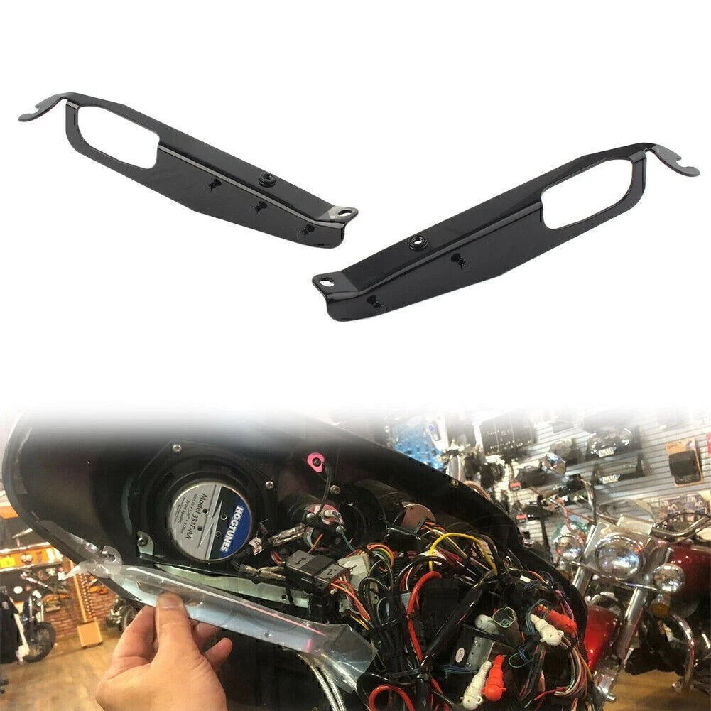 2pcs Heavy Duty Inner Fairing Support Bracket Plated For Harley FLHX 96-13 Black