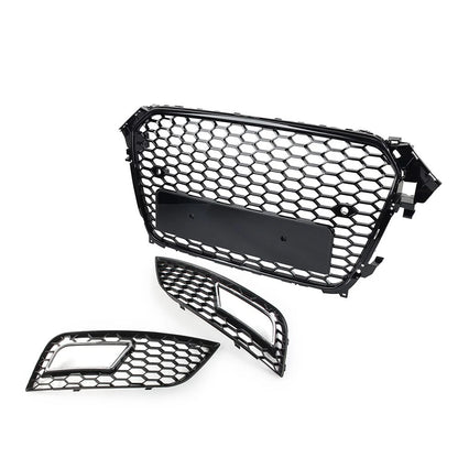 Front Hood Grille Fog Light Covers Honeycomb Style For Audi A4 2013-2016